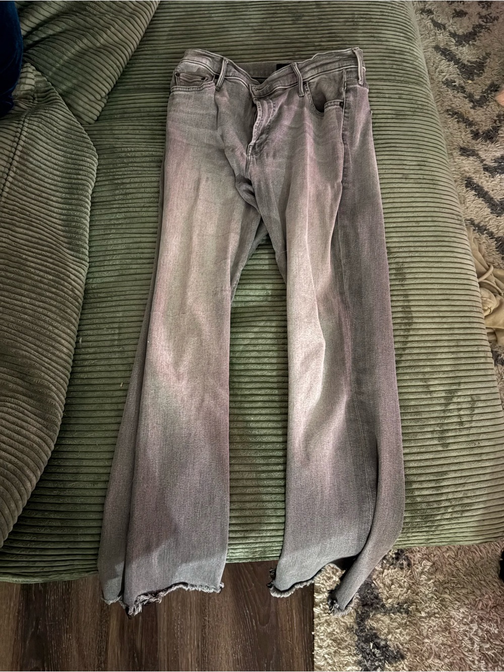 MOTHER Jeans Women’s Gray Washed Straight-Leg Jeans